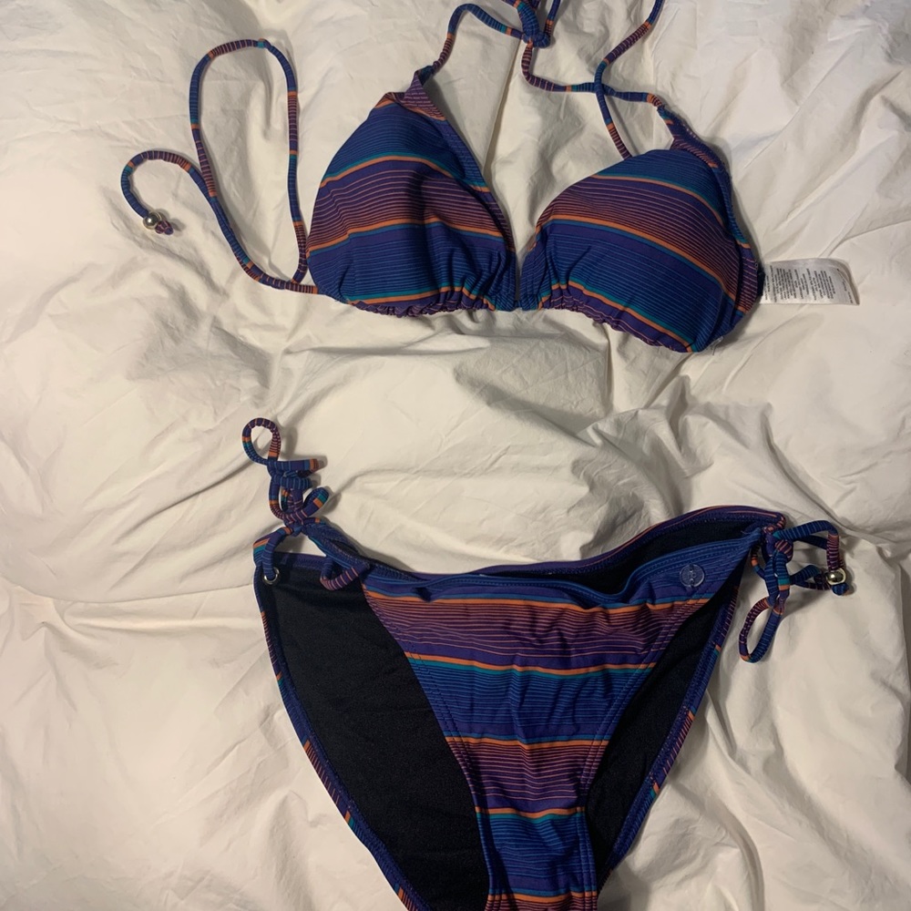 French connection triangle striped Bikini